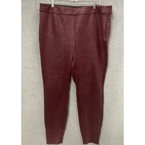 Lane Bryant Burgundy Faux Leather Pull On Stretch Pants Size 18/20 - Picture 2 of 4